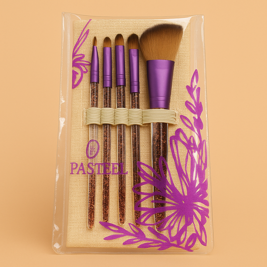 Pasteel Makeup Brushes – 5-Piece Glitter Handle Brush Set
