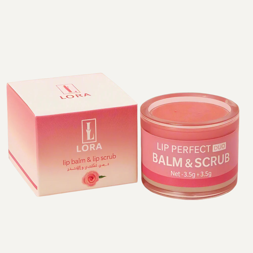 LORA Lip Balm & Lip Scrub Duo – 2-in-1 Lip Care